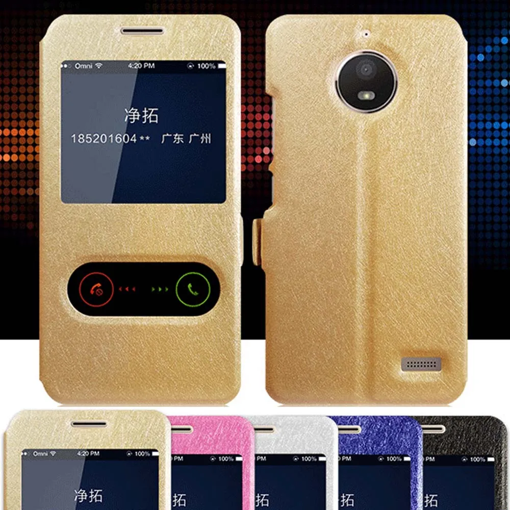 

For Motorola MOTO E4 case MOTO E4 plus cover dual view window PU leather stand case for Motorola Moto E4 cover E4 Plus flip case