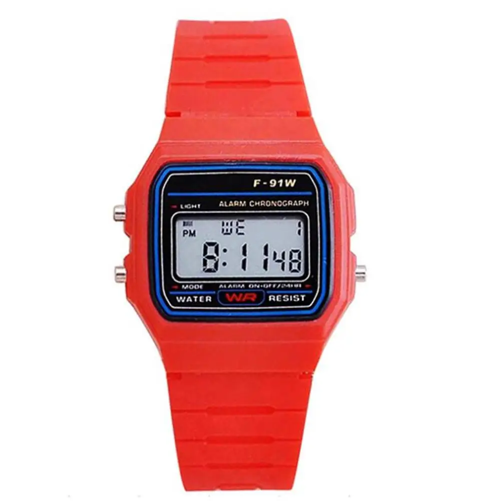 digital watch with red digits