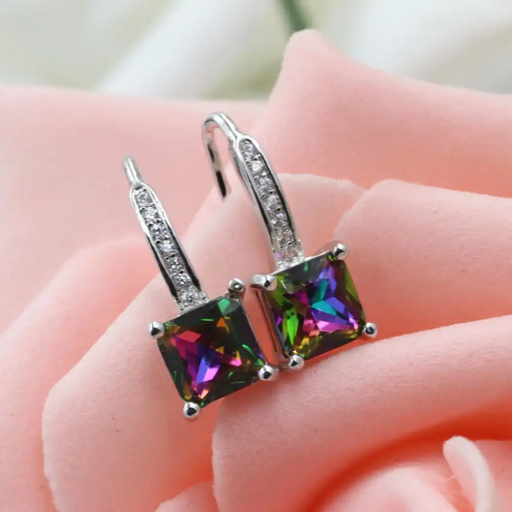 Женский деньги декор циркон серебряные серьги кольцо Женщины Серьги 7 цветов хрустальные серьги характер Шарм Серьги