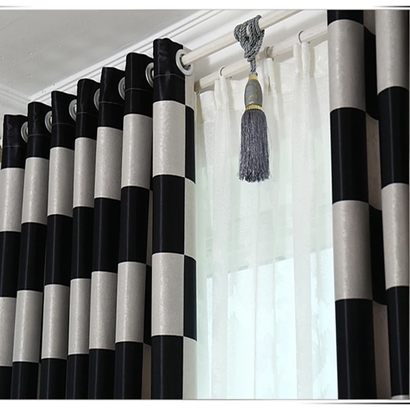 Современная классическая ретро черно-белая клетчатая занавеска для гостиной, кухни, оконные занавески, затемненная занавеска для спальни, ткань B11