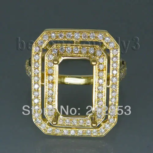 Vintage Emerald Cut 7x11mm 18kt Yellow Gold Ring Settings Without 