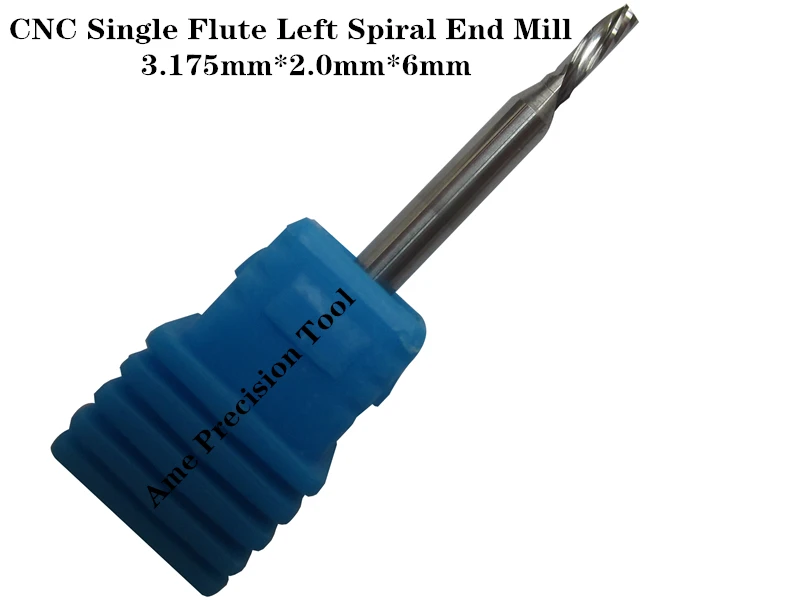 

3.175mm*2.0mm*6mm Freeshipping CNC carbide end mill tool,Single Flute Left Spiral end mill,Class-A Tungsten end milling cutter
