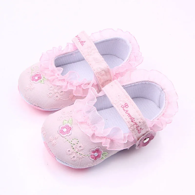 Для новорожденных для маленьких девочек цветочный мягкая подошва Кроватки Повседневная обувь нескользящие тапки принцесса Обувь