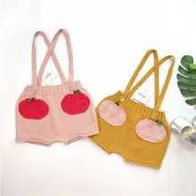 Весенне-осенний трикотажный комбинезон для девочек Детские шорты на подтяжках детский трикотажный дизайнерский комбинезон с яблоком, жаккард, от 1 до 7 лет