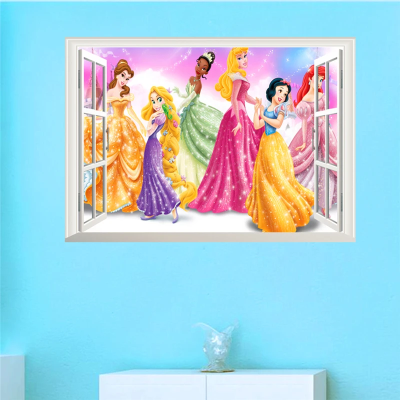 3d эффект Принцесса Королева окна Наклейки на стены для детей комнаты декор мультфильм наклейки на стены ПВХ Снег девушка Обои diy плакаты подарок