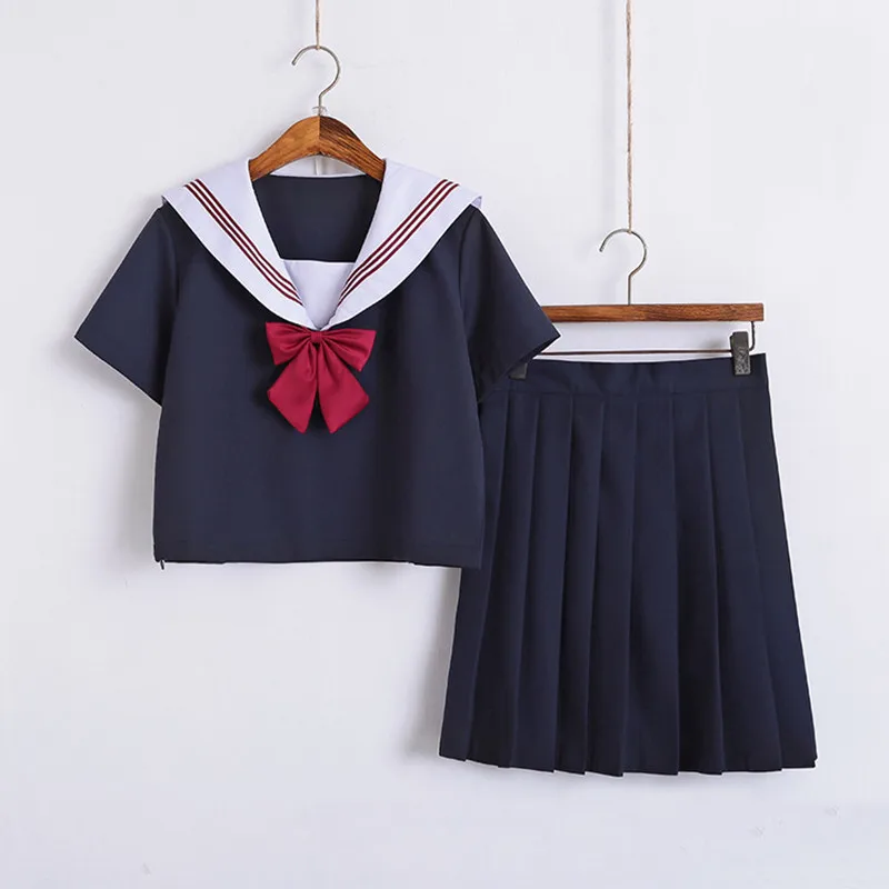 Г. Японская школьная форма для девочек, милые короткие/длинные матросские Топы+ плиссированная юбка полный комплект карнавальный костюм JK
