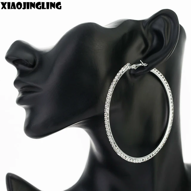 Xiaojingling Full Crystal Rhinestone 7cm Diameter Large Round Hoop Xiaojingling Full Crystal Rhinestone 7cm Diameter Large Round Hoop Earrings Bridal Wedding Earring Jewelry Whole For