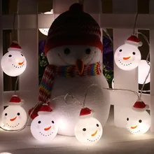 3,5 м, 20 огней, Рождественская гирлянда со снеговиком, светодиодная гирлянда, Рождественское украшение, милый Детский Снеговик, украшение для комнаты, теплый белый