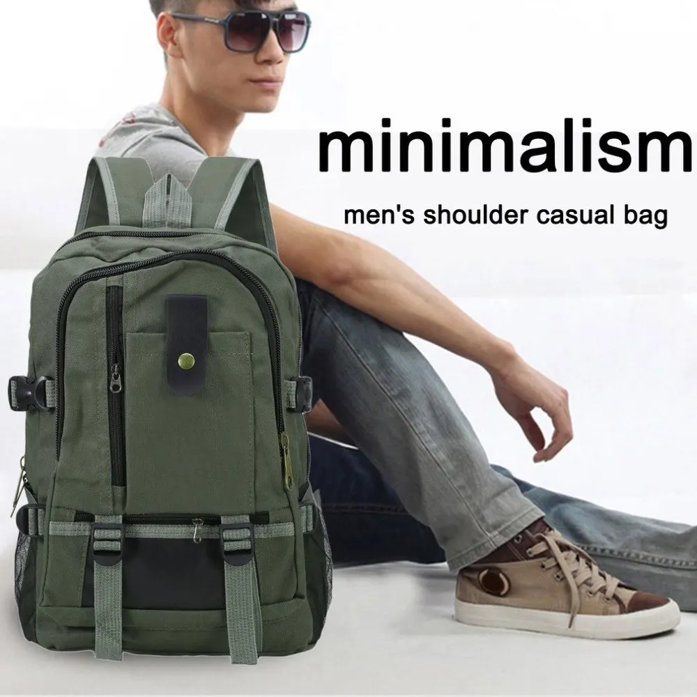Multifunction Men Canvas Backpack School Rucksack Vintage Satchel Shoulder Laptop Bag Travel Male Backpack