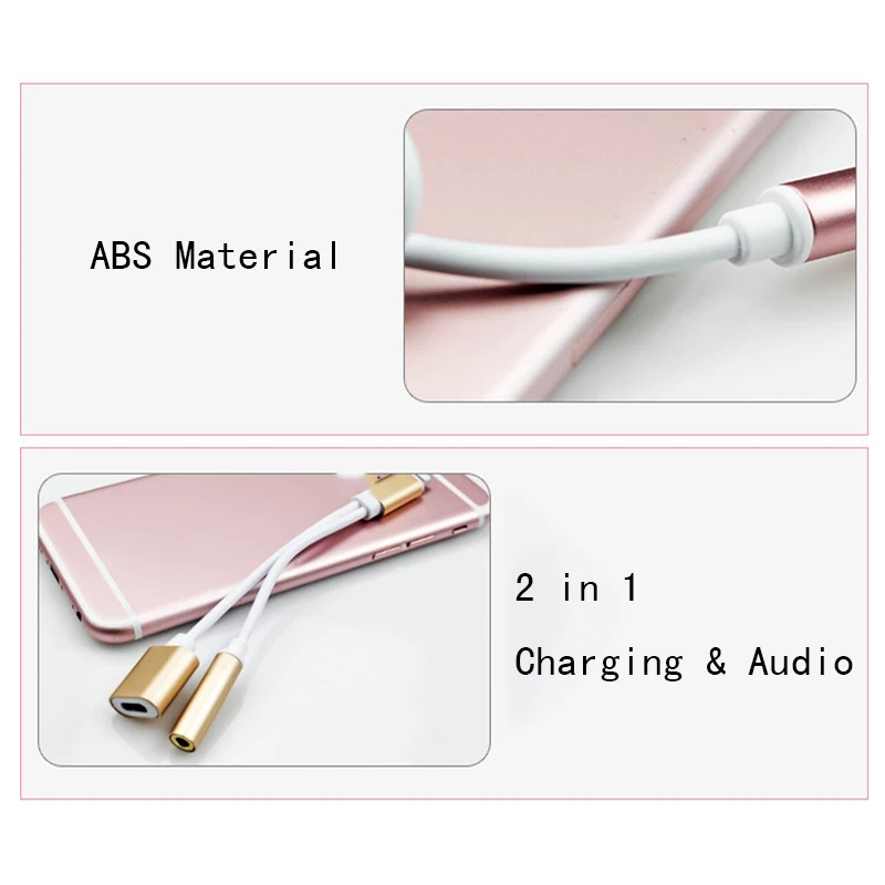 Headphone Adapter For Iphone 2 in 1 Audio Charging Music Adaptores For Iphone 7 8 Plus Charger Adapters For IOS 10 11 Fast Ship (3)