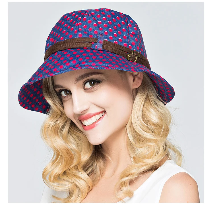 Женская шляпа с волнистыми точками, летняя, с широкими полями, с поясом, Солнцезащитная шляпа, модная Женская Складная пляжная шляпа, с защитой от УФ-лучей, тканевая солнцезащитная Кепка