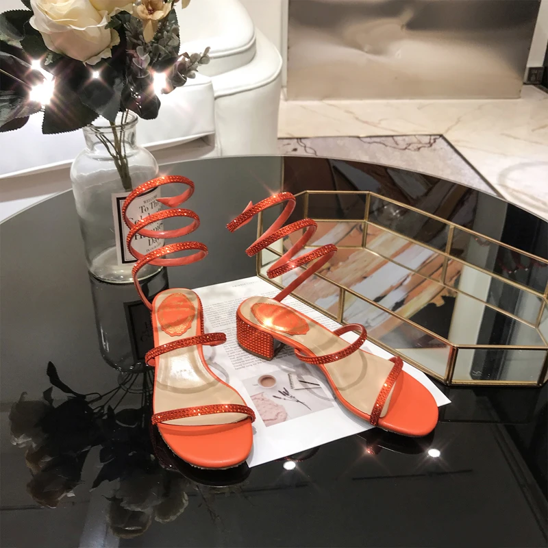 Summer Women Sandals 2019 Fashion Sexy Rhinestone Mid Heel Lace-up Party Breathable Comfort Shopping Female Walking Casual Shoes