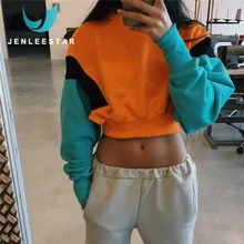 Женская спортивная одежда короткая рубашка сшивание свитер с разноцветной отделкой дышащая модная повседневная одежда фитнес тренировки ветрозащитная эластичная лента