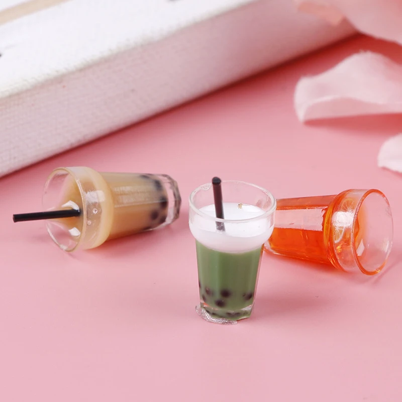 

2/3Pcs 1/12 Dollhouse Miniature Mini Fruit Tea Milk tea Lemon Cup Simulation Miniature Drinks Model Toy Doll Home Decoration
