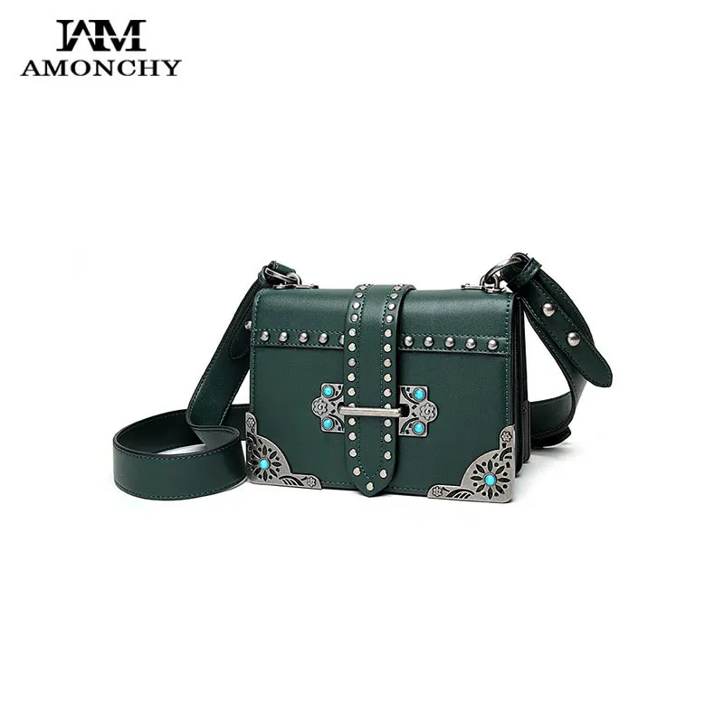 Роскошные брендовые маленькие сумки с заклепками знаменитостей, Женская винтажная кожаная сумка-мессенджер, металлическая дизайнерская женская сумка с жемчугом