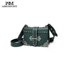 Роскошные брендовые маленькие сумки с заклепками знаменитостей, Женская винтажная кожаная сумка-мессенджер, металлическая дизайнерская женская сумка с жемчугом