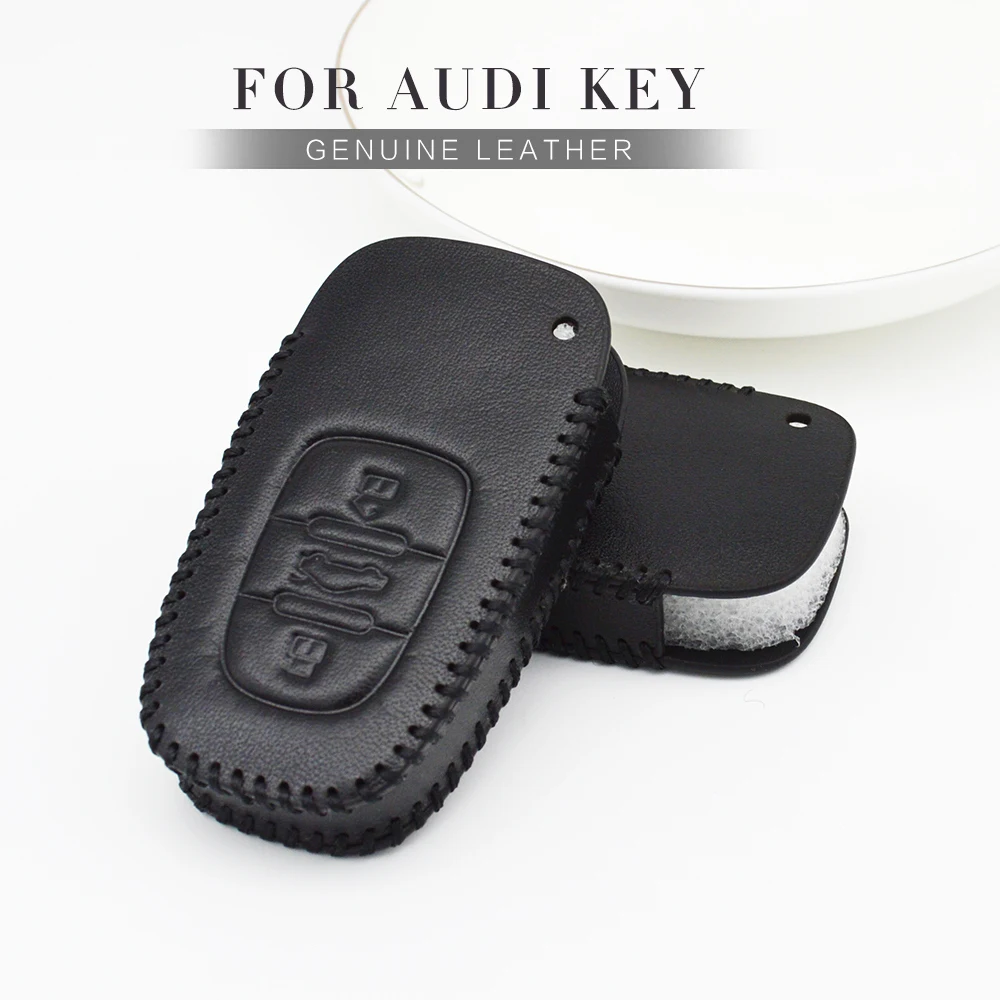 

Smart Car Key Case Cover For Audi A3 8P A4 B5 B6 B9 A6 C6 C5 Q5 Q7 R8 TT A6L A5 Genuine Leather 3 Buttons Key Shell Accessories