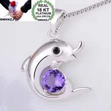 OMHXZJ товары по оптовым ценам, европейские модные женские туфли для девочек праздничный свадебный подарок Аметист AAA циркон 18KT белый Золотое ожерелье с подвеской с подвесками CA254