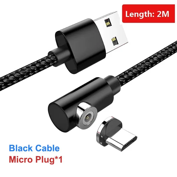 ACCEZZ Магнитный кабель Micro usb type C для iPhone X XS MAX XR 8 Магнитная Зарядка для samsung S10 Быстрая зарядка телефонный кабель шнур 2 м - Цвет: For Micro Black 2M