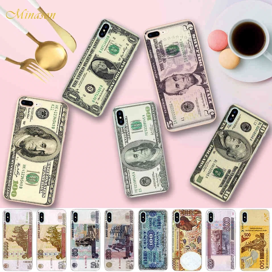 Винтажный чехол с большими денежными долларами и фунтами для iPhone X 5 5S XR XS Max 6 6S 7 8