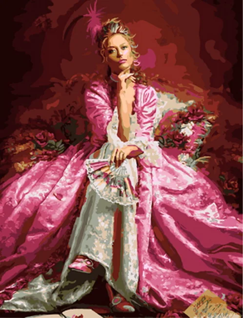 

Frameless oil painting by numbers paint by number for home decor canvas painting 4050 lady