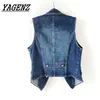 Spring Sleeveless Women Denim Vests Plus size 4XL Fashion Casual Tops suit collar Female Waistcoats Denim Short Jackets Female ► Photo 2/5