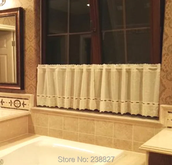XinHuaEase Short Curtains for Kitchen Rural Flower Embroidery Tulle on the Window Home Decor Coffee Door Curtain Finished Drapes (15)
