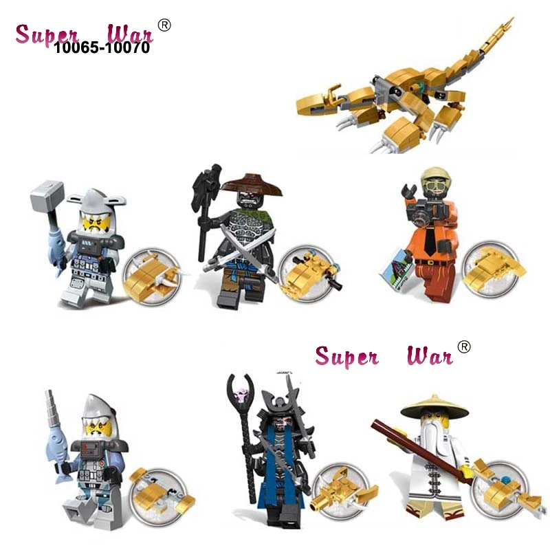 10 шт./набор, серия 3 мотоцикл JAY Zane и Kai Ллойд NYA золото Pythor с s строительные блоки игрушка модель кирпичи для детей - Цвет: 10Set-DC10065-10070