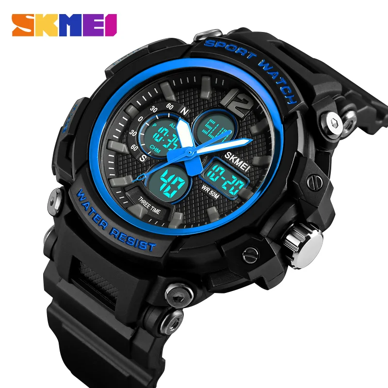 

SKMEI Relogio Masculino 1498 Men Double Display Digital Watch Chronograph Clock Sport Watches 5Bar Waterproof Male Wristwatches