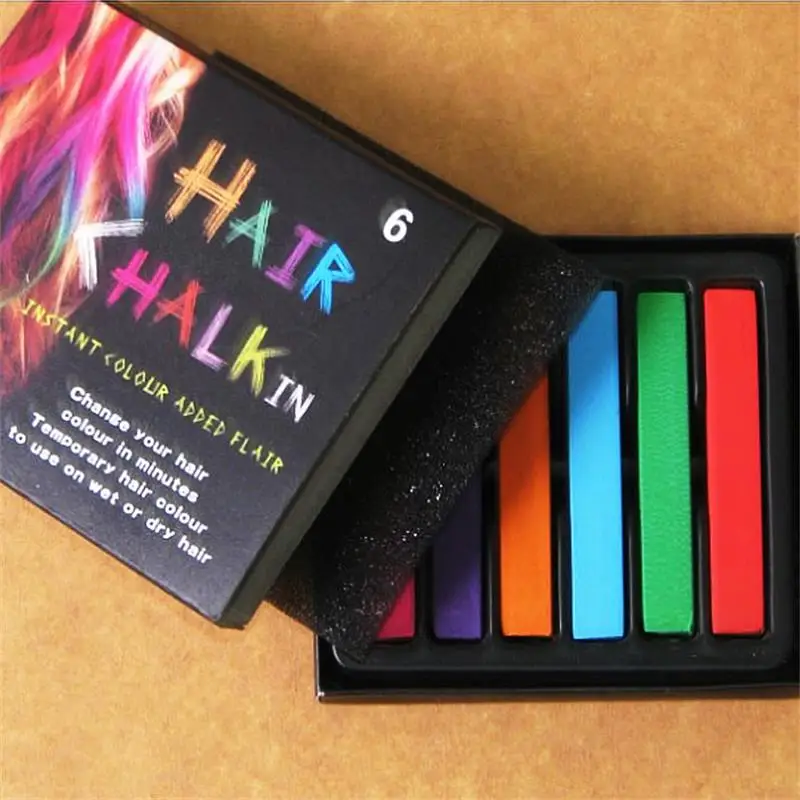 Six Hair Color Chalk Dye Soft Pastels Stick Crayons For The Hair Color