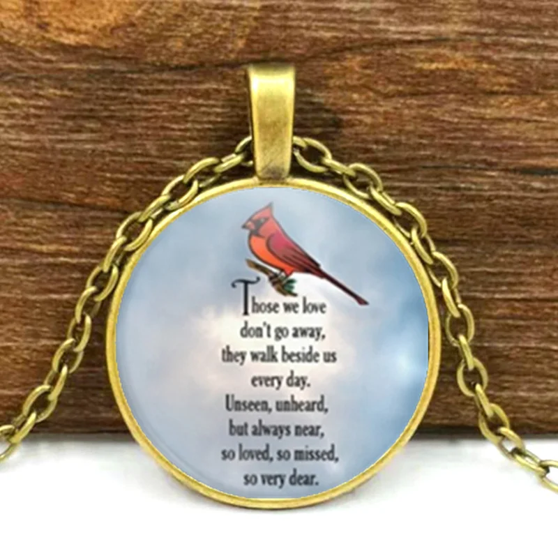 Cardinal записи стихотворение кабошон с фото стеклянный кулон ожерелье цепь|Цепочки|
