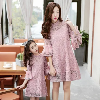 

2020 Girls Long Sleeve Dress Matching Mother Daughter Dresses For Wedding Party Family Dresses Robe Fille Mae E Filha Girl Dress