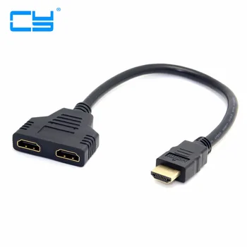 

1080P HDMI Male to 2 Female 1 In 2 Out Splitter Cable Adapter Converter One point two HDMI cable 25CM Free Shipping