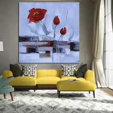 HD Печать Современные красные маки белый цветок абстрактная картина маслом на холсте поп-арт-Стена Картина для гостиной диван Куадрос Декор