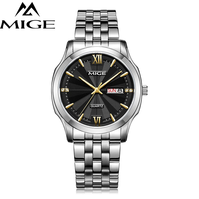 

MIGE 2019 Fashion Watches Men Sports Military Quartz Watch Women Wristwatches Full Stainless Steel Watchbands Relogio Masculino