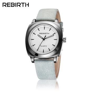

REBIRTH Quartz Women's Watches Tonneau Ladies Watch Leather Fashoin Dress Wrist Watches Clock relogio feminino reloj mujer saat