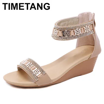 

TIMETANG Women Sandals 2019 Platform Sandals Wedges Shoes For Women Heels Sandalias Mujer Summer Shoes Wedge Heels Sandals E450