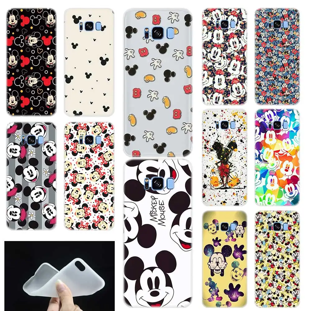 

Lovely Mickey Soft TPU Silicone Phone Back Case Cover For Samsung Galaxy S6 S7 Edge S8 S9 Plus S10 plus E Note 8 9 10 pro