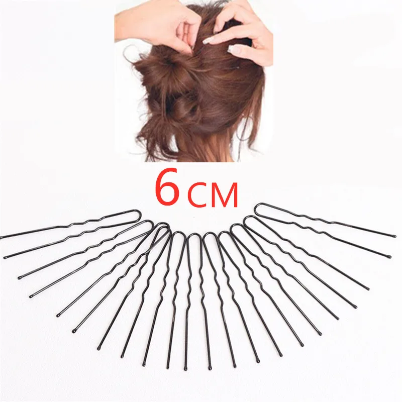 

100 pcs 6CM Hair Waved U-shaped Bobby Pin Barrette Salon Grip Clip Hairpins Black drop shiping