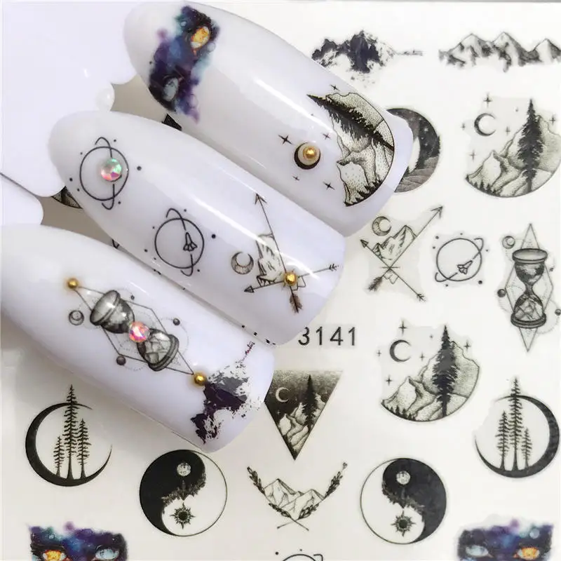 WUF 1 шт. Хэллоуин наклейка на ногти водная самоклеющиеся дизайн ногтей татуировки большие губы/ладони наклейки для DIY Декор обертывания - Цвет: YZW-3141