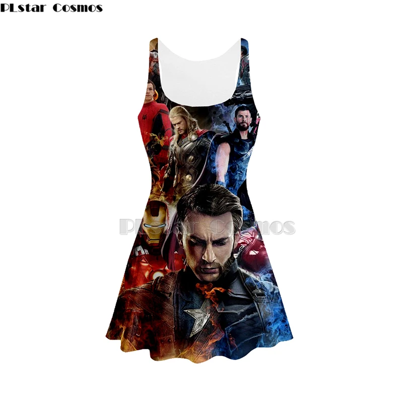 

3D Print Avengers: Endgame women Summer women's clothing tank top dress sleeveless dress marvel Captain America 3d dress