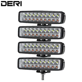 

6 inch Amber Led Work Light Bar Golden Led Lights Yellow Slim Floodlights For Offroad SUV ATV UTV UAZ Motocycle Styling 12V 24V