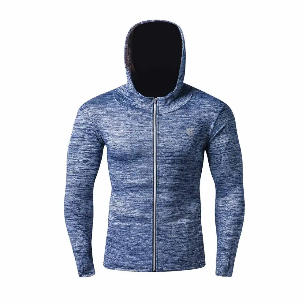 Новинка, Спортивная мужская быстросохнущая футболка с длинным рукавом, спортивный топ, спортивная одежда для мужчин, для фитнеса, для бега, альпиниста, одежда, тренировочная рубашка - Цвет: FN32C Blue
