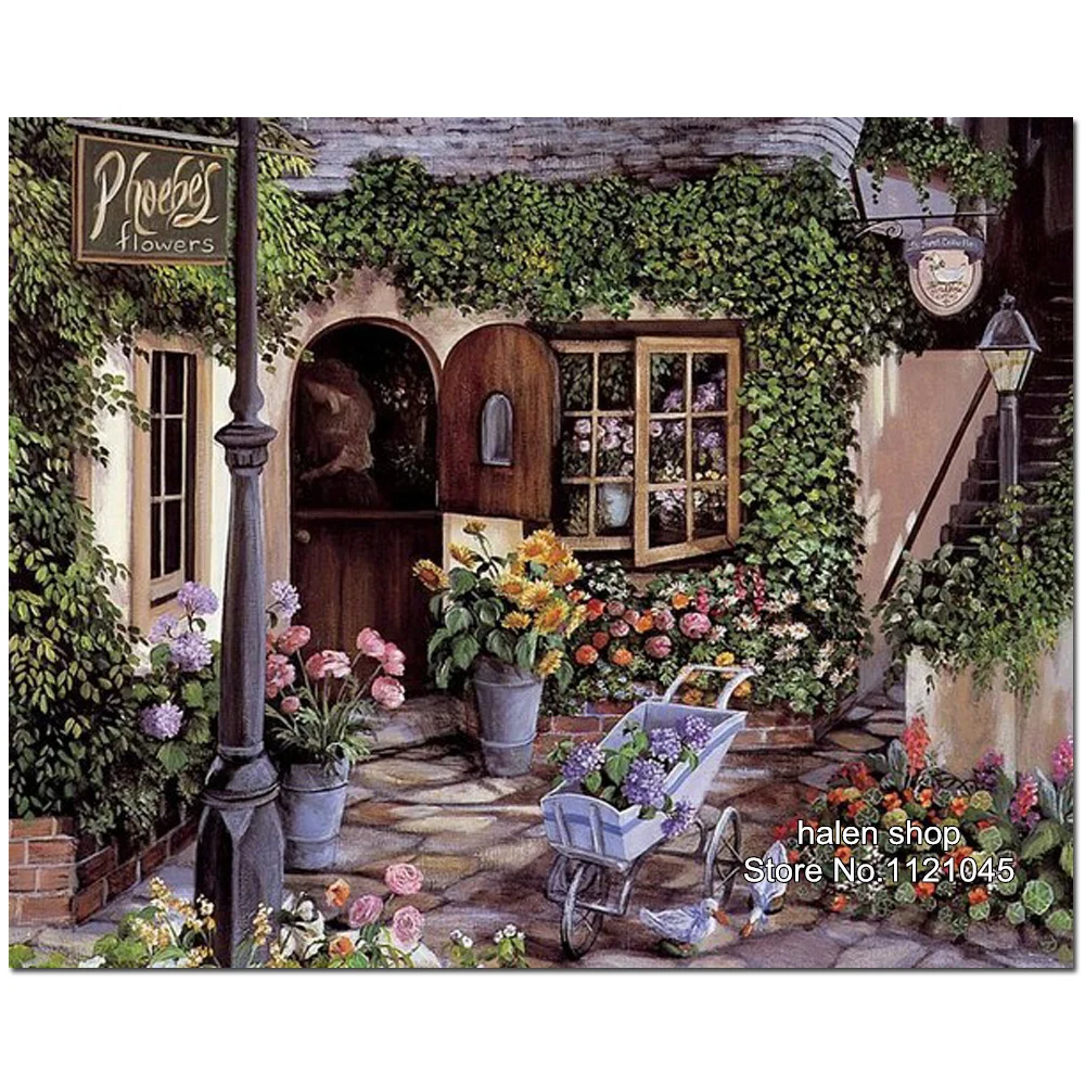 

Full Diamond Embroidery courtyard Full Diy Diamond Painting Cross Stitch Needlework Square Diamond Pattern VS056