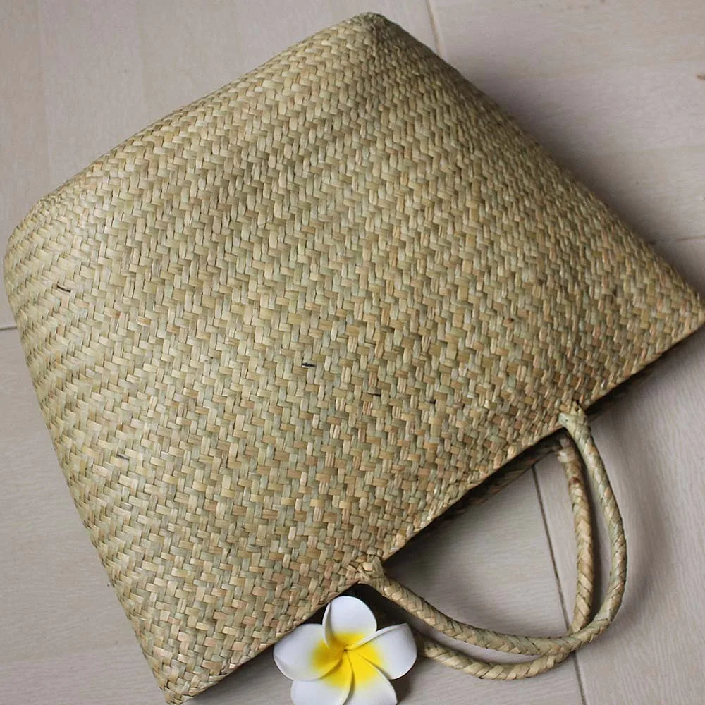 Для женщин модная соломенная сумка морских водорослей тканая сумка путешествие Пляжная сумка ручной работы торгового карман
