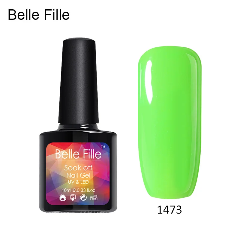 Belle Fille 10 мл зеленая блестящая Наклейка Искусство гель лак Светодиодная лампа для