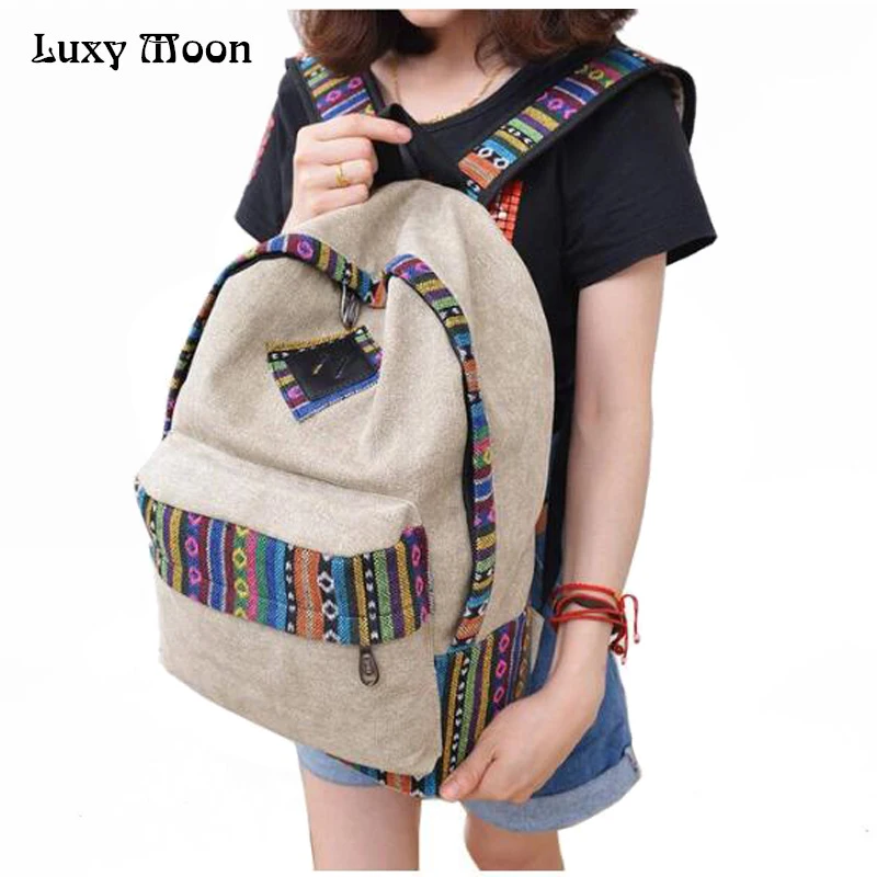 New 2016 female mochila bolsas women ethnic brief canvas font b backpack b font preppy style
