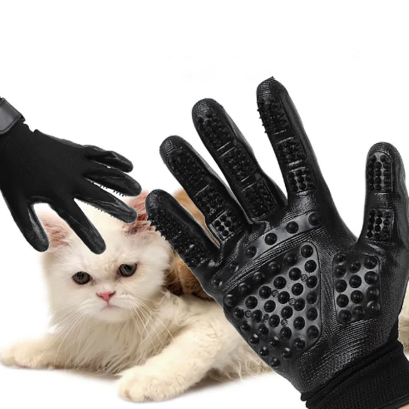 1 Pair Pet Grooming Gloves Dog Cat Hair Cleaning Brush Comb Black