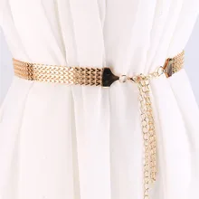 Волнистый металлический цепной ремень на талию Золотая Пряжка женское платье для вечеринки ремень