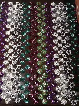 

Glitter african lace fabric 5yard/lot Embroidered Tulle Lace Fabric high quality blue sequin fabric for wedding dress